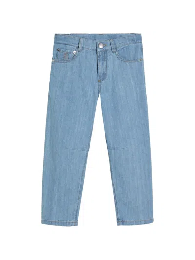 Brunello Cucinelli Kids' Lightweight Denim Five-pocket Trousers In Blue