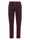 Brunello Cucinelli Cotton Trousers With Front And Back Pockets In Burgundy
