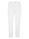 Brunello Cucinelli Straight Trousers With Belt Loops And Embroidered Detail In White