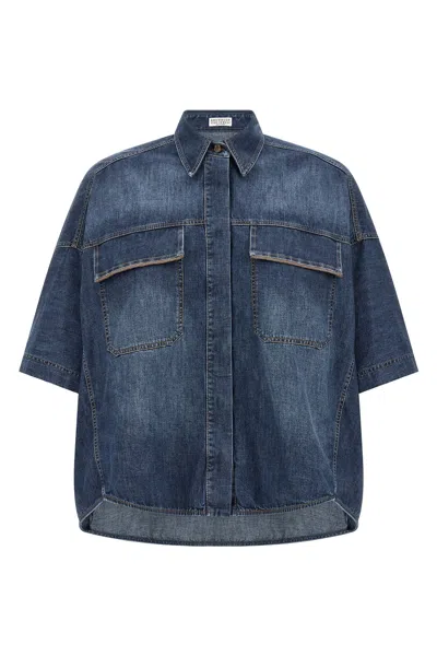 Brunello Cucinelli Lightweight Denim Shirt In Blue