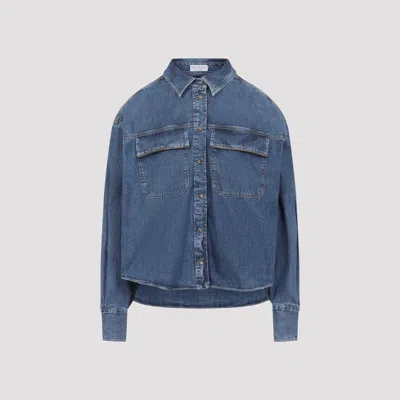Brunello Cucinelli Lightweight Denim Shirt For Woman In Denim In Blue
