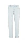 Brunello Cucinelli Lightweight Denim Trousers In Light Blue Denim