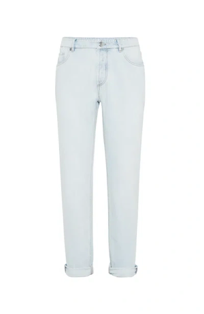 Brunello Cucinelli Lightweight Denim Trousers In Light Blue Denim