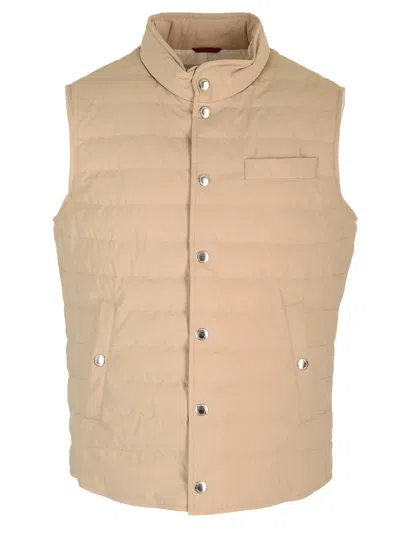 Brunello Cucinelli Lightweight Down Jacket Jackets Beige In Neutral