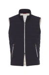 Brunello Cucinelli Quilted High-neck Gilet In Navy Blue