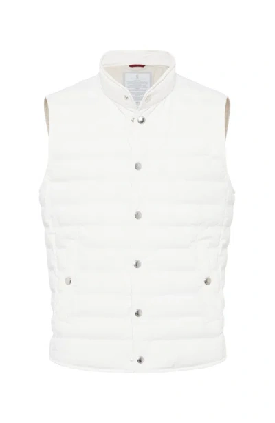 Brunello Cucinelli Quilted Shell Down Gilet In White