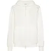 Brunello Cucinelli White Shiny Trims Zip-up Hoodie In White