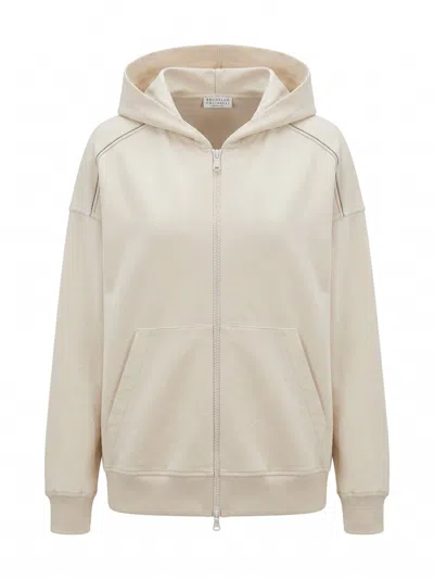 Brunello Cucinelli Lightweight French Terry Sweatshirt In Neutral