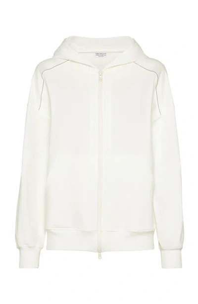 Brunello Cucinelli Lightweight French Terry Sweatshirt In White