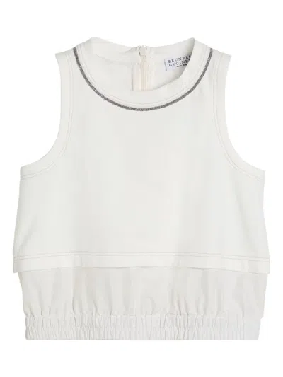Brunello Cucinelli Kids' Lightweight French-terry Top In White