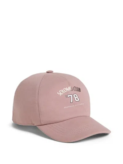 Brunello Cucinelli Kids' Lightweight Graphic-print Cap In Pink
