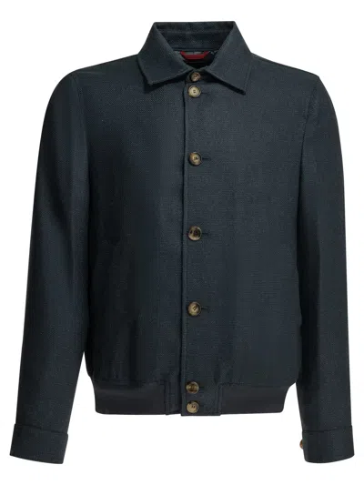 Brunello Cucinelli Lightweight Jacket Made Of A Silk-linen Blend In Green