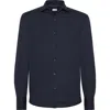 Brunello Cucinelli Patterned-jacquard Long-sleeve Shirt In Blue