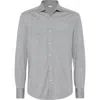 Brunello Cucinelli Silk-cotton Button-up Shirt In Gray
