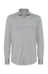 Brunello Cucinelli Stretch-cotton Chevron Slim-fit Shirt In Grey