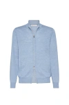 Brunello Cucinelli Zip-neck Lightweight Cardigan In Blue