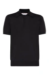 Brunello Cucinelli Black Polo Shirt In Cotton Short-sleeves With Bottons In Black