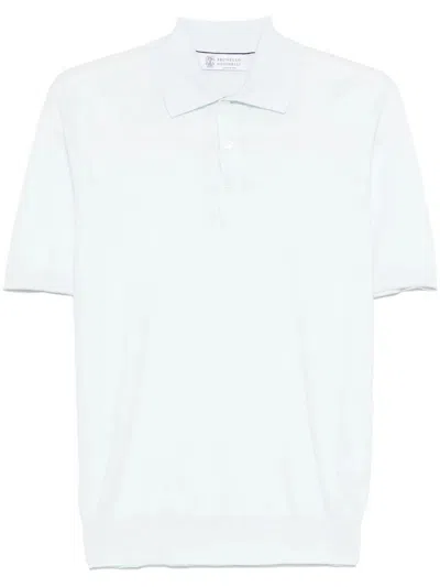 Brunello Cucinelli Lightweight Knit Polo In Blue