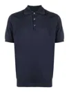 Brunello Cucinelli Short Sleeves Polo Collar Ribbed Cuffs In Blue