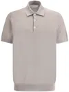 Brunello Cucinelli Ribbed Collar Cotton Polo Shirt In Brown