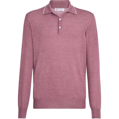 Brunello Cucinelli Long-sleeve Polo Shirt In Pink