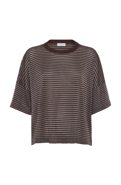 Brunello Cucinelli Lightweight Knit T-shirt In Brown