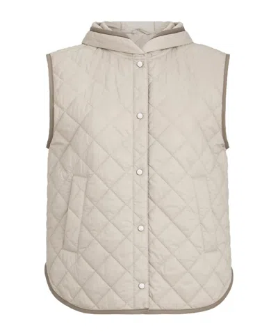Brunello Cucinelli Lightweight Matte Nylon Quilted Vest With Thermore Padding And Hood In Multi