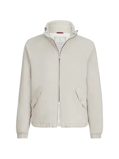 Brunello Cucinelli Lightweight Nylon Outerwear Jacket With Packable Hood In Neutral