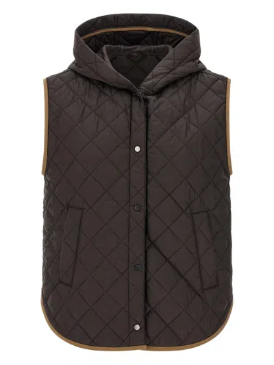 Brunello Cucinelli Lightweight Opaque Nylon Quilted Gilet With Thermore® Padding And Hood