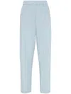 Brunello Cucinelli Women Lightweight Poplin Five-pocket Track Pants With Monili In Blue