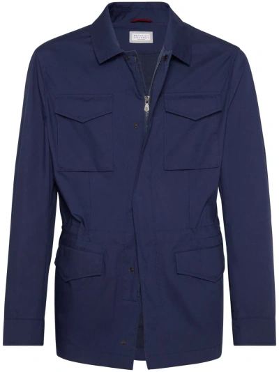 Brunello Cucinelli Lightweight Shirt Jacket In Blue