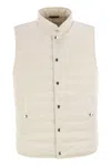 Brunello Cucinelli Men Lightweight Sleeveless Down Jacket In Water-repellent Microfibre In Neutral