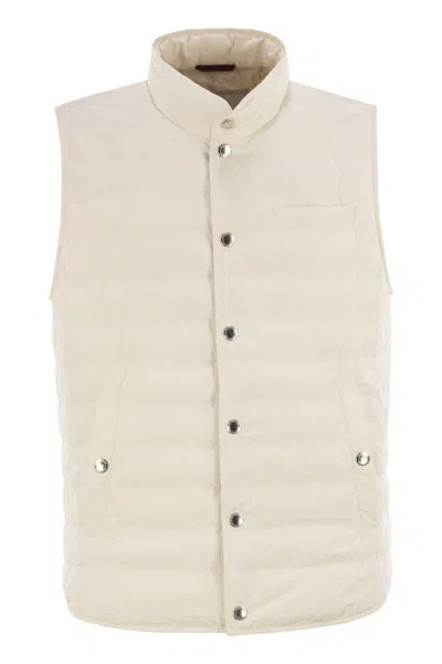 BRUNELLO CUCINELLI BRUNELLO CUCINELLI LIGHTWEIGHT SLEEVELESS DOWN JACKET IN WATER-REPELLENT MICROFIBRE