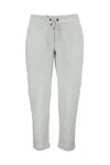 Brunello Cucinelli Lightweight Stretch Cotton Fleece Trousers With Piece Of Furniture In Light Grey