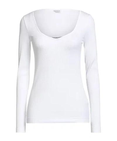 Brunello Cucinelli Lightweight Stretch Knit Sweater In White