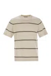 Brunello Cucinelli Striped Crewneck T-shirt In Beige