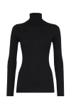 Brunello Cucinelli Women's Lightweight Turtleneck Sweater In Sparkling Cashmere And Silk Rib Knit In Black