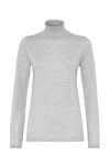 Brunello Cucinelli Cashmere-silk Glitter Turtleneck Sweater In Light Grey