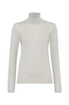 Brunello Cucinelli Cashmere-silk Glitter Turtleneck Sweater In Pearl Grey