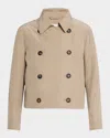 Brunello Cucinelli Lightweight Taffeta Double-breasted Short Jacket In C8960 Taupe