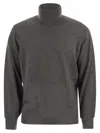 Brunello Cucinelli Lightweight Turtleneck Sweater In Cashmere And Silk In Gray