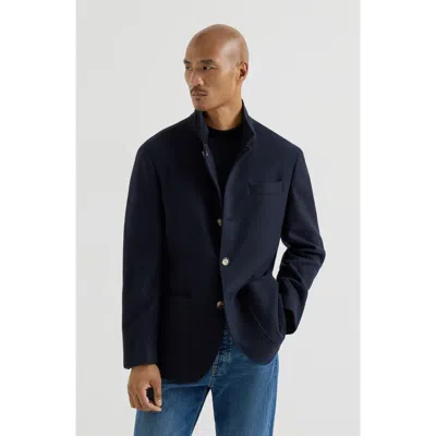 Brunello Cucinelli Lightweight Water-resistant Cashmere Outerwear Blazer In Blue