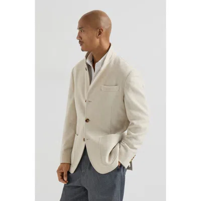 Brunello Cucinelli Lightweight Water-resistant Cashmere Outerwear Blazer In White