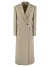 Brunello Cucinelli Lightweight Wool Cloth Coat With Jewellery In Beige