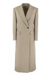 Brunello Cucinelli Lightweight Wool Cloth Coat With Jewellery In Beige
