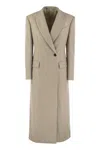 Brunello Cucinelli Lightweight Wool Cloth Coat With Jewellery In Tan