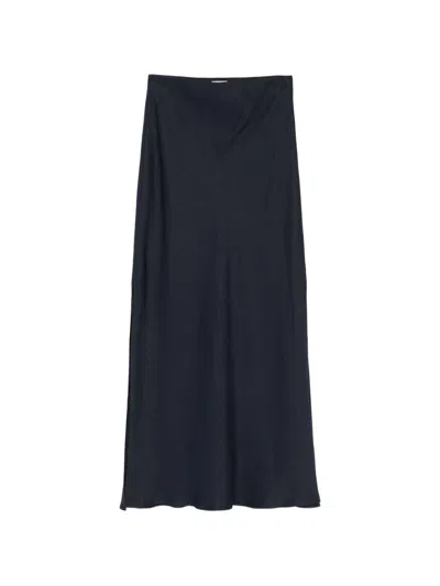 Brunello Cucinelli Line Blend Long Skirt In Black