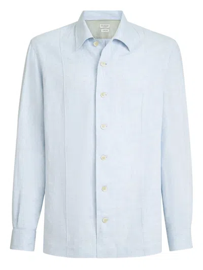 Brunello Cucinelli Button-fastening Long-sleeve Shirt In Blue