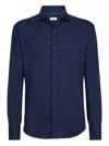 Brunello Cucinelli Linen Cotton Blend Shirt Button Down In Blue