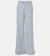 Brunello Cucinelli Linen And Cotton-blend Wide-leg Pants In Celeste/bianco